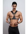 Kelepçeli Erkek Göğüs Harness, Deri Erkek Fantezi Harness, Kelepçeli Erkek Harness - Brfm121