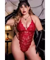 Kırmızı Dantelli Büyük Beden Babydoll Gecelik Tm1305