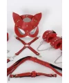 Kırmızı İçi Tüğlü Maske,kol,bacak,ağız Topu,kırbaç,tasma Set 700938