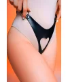 Önü Açık Kalpli Fantazi G-string, Deri Külot Harness - Brf1277