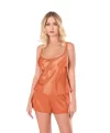 Oranj Saten Babydoll Şort Takımı