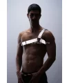 Reflektörlü (karanlıkta Parlayan) Tek Omuz Erkek Göğüs Harness, Clubwear - Brfm32