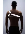 Reflektörlü (karanlıkta Parlayan) Tek Omuz Erkek Göğüs Harness, Clubwear - Brfm32