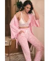 Sabahlık Balensiz Desteksiz Dolgusuz Dantelli Bralet Sütyen Ve Pantolon Pijama 3lü Takım 5662