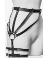 Seksi Siyah Deri Jartiyer Harness 1033