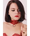 Üçlü İnce Şerit Halka Detaylı Deri Choker - Brf676