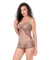 Vizon Jakarlı Babydoll Şort Takımı