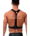 Yuvarlak Detaylı X Harness - Şık Erkek Göğüs Harness, Deri Harness - Brfm219