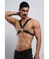 Zincir Detaylı Deri Erkek Göğüs Harness, Partywear, Clubwear - Brfm95