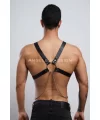 Zincir Detaylı Deri Erkek Göğüs Harness, Partywear, Clubwear - Brfm95