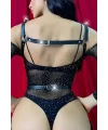 Zincirli Ağı Açık Fantazi Deri Body Harness - Brf1170