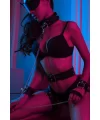 Zincirli Choker Tasma Göz Bandı Maskeli Kelepçeli Seksi Fantezi Deri Harness Takım - Brf689