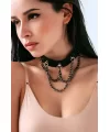 Zincirli Choker, Zincirli Deri Kolye, Tasma Harness - Apft1071