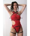 Zincirli Dansçı Kostüm, Seksi Deri Dansçı Harness Takım - Brf1084