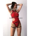 Zincirli Dansçı Kostüm, Seksi Deri Dansçı Harness Takım - Brf1084