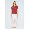 %100 Pamuklu Dokuma Çizgili Pijama Takımı