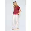 %100 Pamuklu Dokuma Çizgili Pijama Takımı