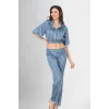 2li Desenli Saten Pijama Takımı