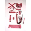 7li Fantezi Kırbaç Kelepçe Set, Kelepçe Takım, Ayak Kelepçesi, Kedi Maskesi - Brf1309