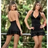 B101078 Fırfırlı Mini Elbise
