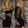 B101166 Uzun Kollu Dantelli Mini Elbise