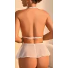 Beyaz Dantel İşlemeli Dekolteli Fantezi Babydoll