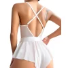 Beyaz Dantel İşlemeli Kurdelalı Fantezi Tül Babydoll
