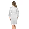 Beyaz Kısa Saten Bride Sabahlık