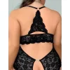 Büyük Beden Siyah Dantel İşlemeli Özel Bölgesi Açık Fantezi Babydoll