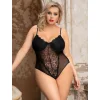 Büyük Beden Siyah Dantel İşlemeli Tül Fantezi Babydoll