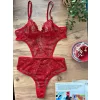 Çiçek Desenli Kırmızı Bodysuit