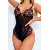 Çizgili Siyah Dantel Body