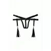 Deri İç Giyim Püsküllü Tanga Harness - Brf439