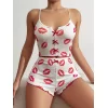 Dudak Desenli Şortlu Pijama Takımı