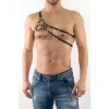 Erkek  Tek Omuz Deri Harness - Erkek  Fantazi İç Giyim - Erkek  Deri Erotik İç Giyim - Brfm14