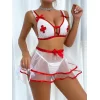 Fantezi Beyaz Tül Etekli Seksi Hemşire Kostümü