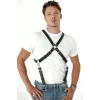 Göğüs Detaylı Arkadan Bağlamalı Erkek  Deri Harness - Brfm84