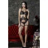Golshan Grace Garter Lace Belt , Kadın Siyah Çiçekli Güpür Şık Jartiyer