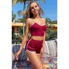 Kadın Bordo Askılı Crop Top Ve Şortlu Gecelik Takım