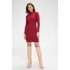 Kadın Bordo Kaşkorse Balıkçı Yaka Uzun Kollu Bodycon Mini Elbise