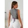 Kadın Gri Çapraz Bağlamalı Crop Top Büstiyer