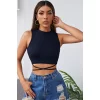 Kadın Lacivert Çapraz Bağlamalı Crop Top Büstiyer