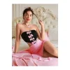Kadın Pembe Ekose Etekli Seksi Kostüm