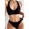 Kadın Siyah Seamless Tanga Sütyen Takım