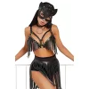 Kedi Maskeli Püsküllü Deri Harness