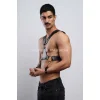 Kelepçeli Erkek  Göğüs Harness, Deri Erkek  Fantezi Harness, Kelepçeli Erkek  Harness - Brfm121