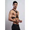Kelepçeli Erkek  Göğüs Harness, Deri Erkek  Fantezi Harness, Kelepçeli Erkek  Harness - Brfm121
