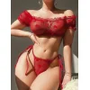 Kırmızı Transparan Fantezi Sütyen Külot Takım