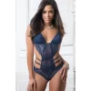 Lacivert Dantel İşlemeli Maskeli Fantezi Body