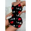 Love Desenli Saten Gecelik